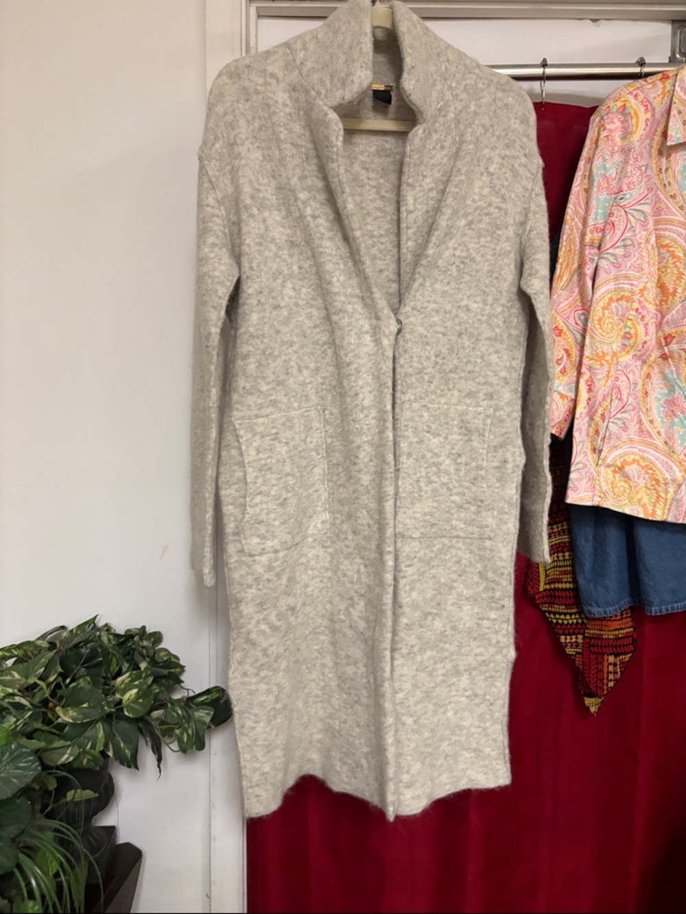 Magaschoni Light Gray Open-Front Long Cardigan